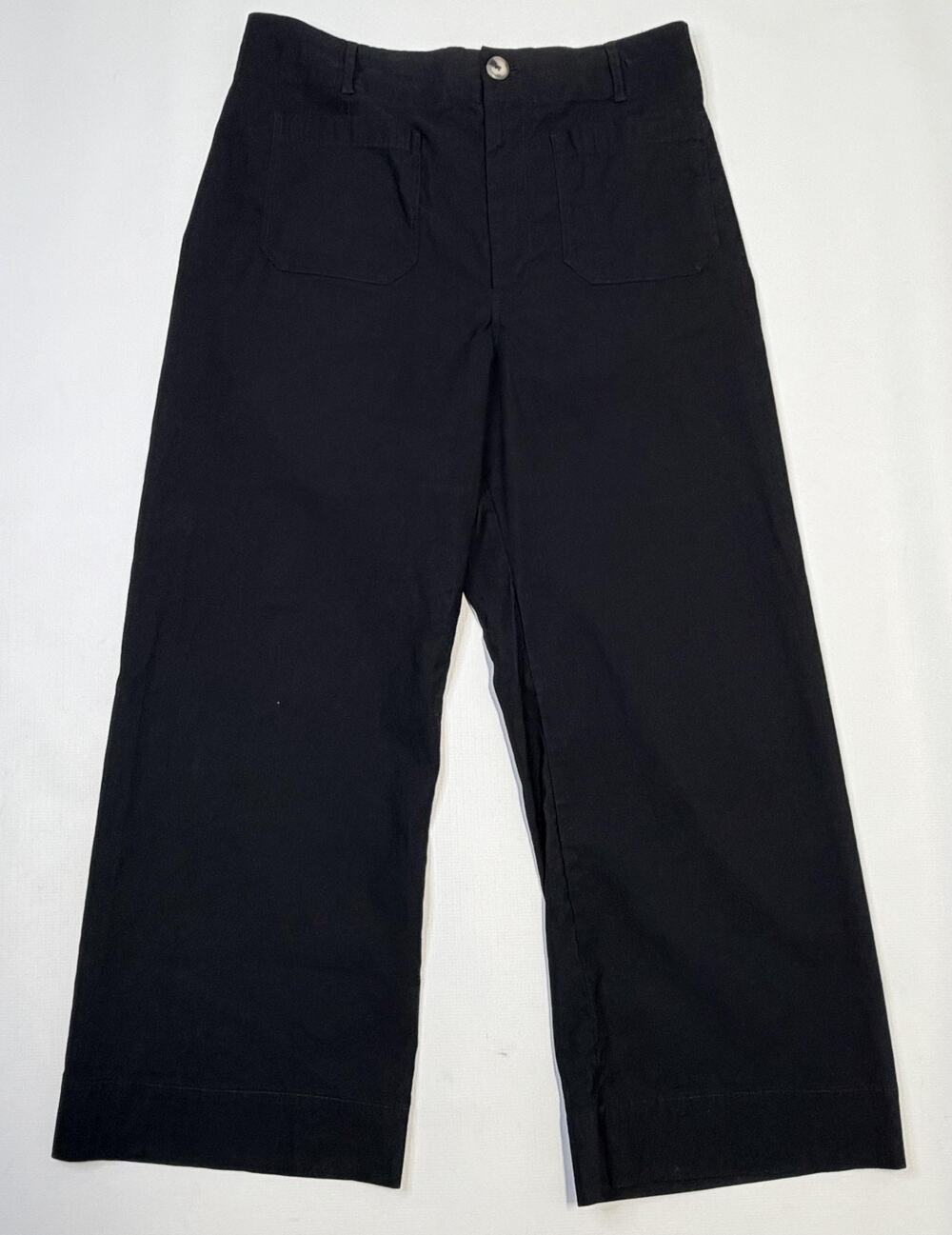Maeve Anthropologie The Colette Pants Womens 33T Black Twill Wide Leg Stretch